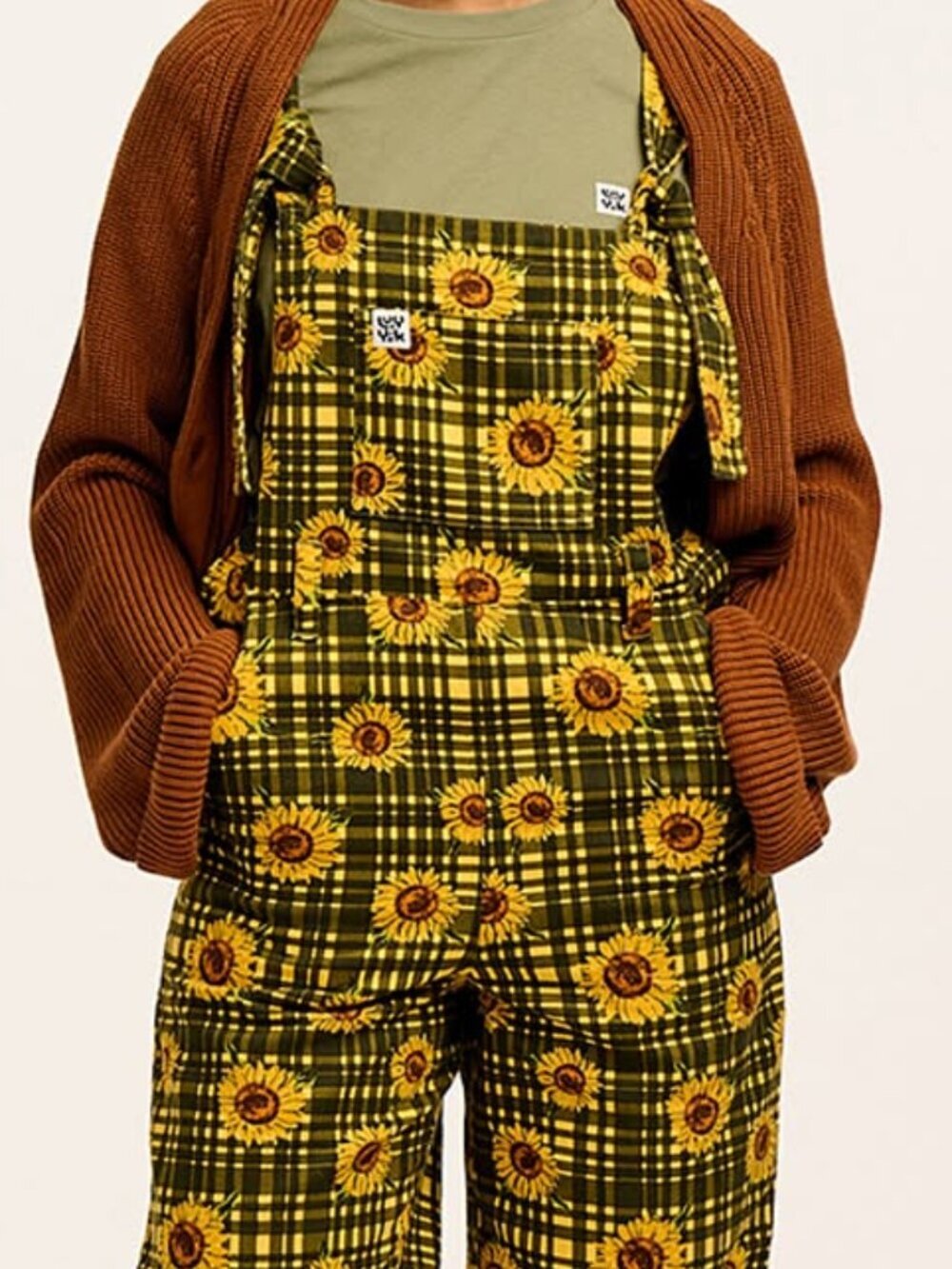 Lucy & Yak Easton Dungarees Green Sunday Sunflowers Print UK 16 NWT - Picture 3 of 7